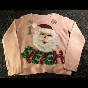 Soft pink ugly Christmas sweater